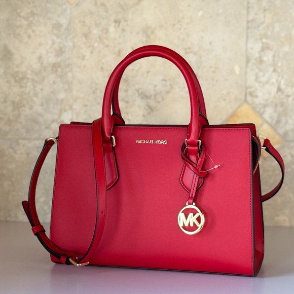 Michael Kors Sheila Medium Satchel Shoulder Bag Red - Picture 1 of 12